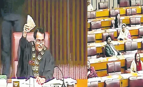 Pakistan speaker Ayaz Sadiq waves lost cash, 12 MPs raise hands