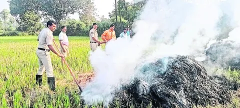 వరి కుప్పలు దగ్ధం 