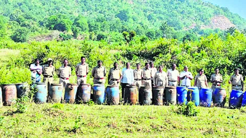 8,900 లీటర్ల బెల్లం ఊట ధ్వంసం