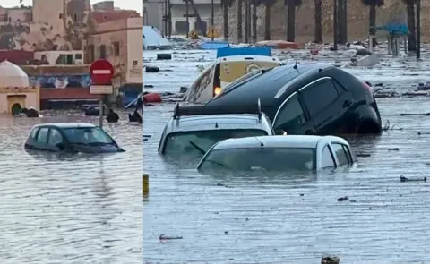 Flash floods at Morocco with heavy rains