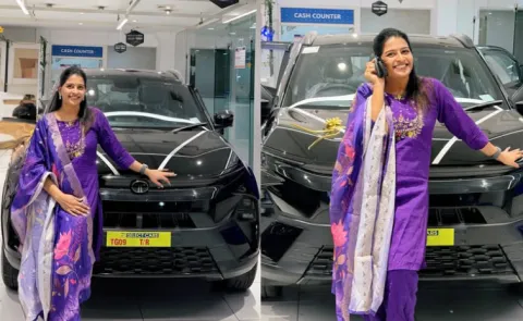 Tollywood tv actress Buys Luxury car pics goes viral5