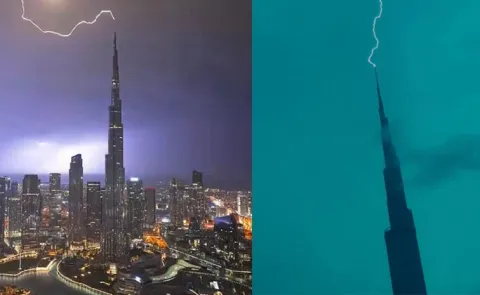 Lightning strikes And Heavy Rain In Dubai