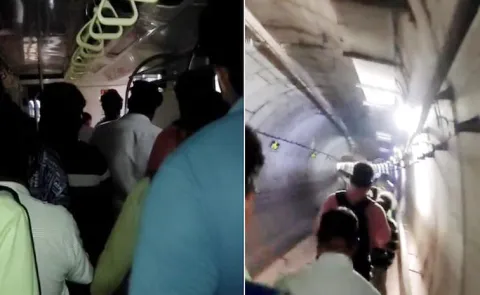 Metro Rail Stopped in Tunnel with Technical Issue Passengers walked at Track