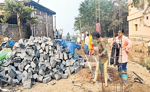 Sarpanch complained that a TDP party member had encroached upon government land and his own land