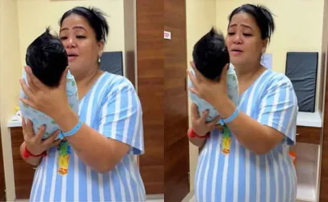 Bharti Singh emotional while holding Newborn for First time8