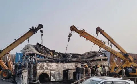 karnataka Private Travels Bus Accident Dec 25th News Updates