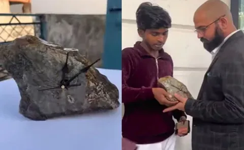 roadside stone into functional artistic clock selling it for Rs 50003