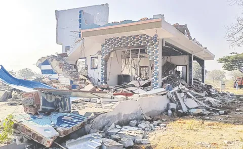 HYDRAA officials demolished illegal structures in Moinabad Municipality