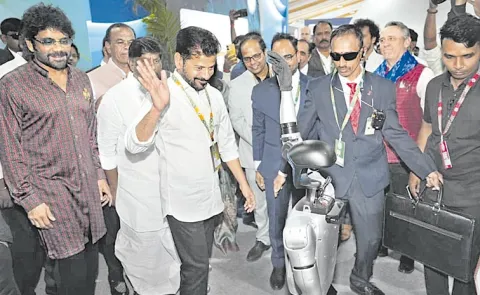 Robot says hi to CM Revanth Reddy: Global Summit