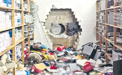 Robbers drilled into the vault of a German savings bank