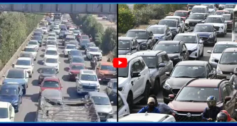 Huge Traffic On Vijayawada-Hyderabad Highway 1