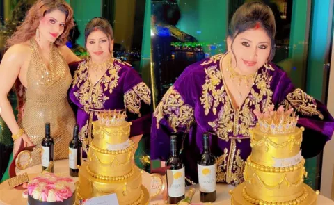 Urvashi Rautela celebrates mom birthday with 24 carat gold crown cake worlds tallest hotel
