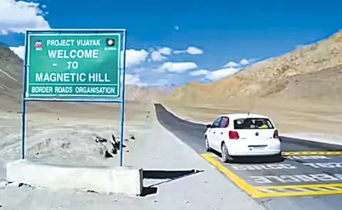 Magnetic Hill on the Leh Kargil Highway full details