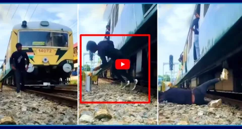 Viral Video Youngman Was Walking On The Railway Track To Make A Reel 1