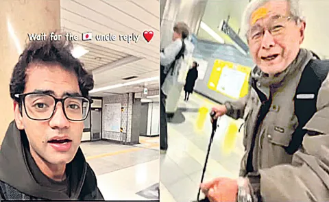  Indian man raw and emotional act of helping an injured elderly Japan man