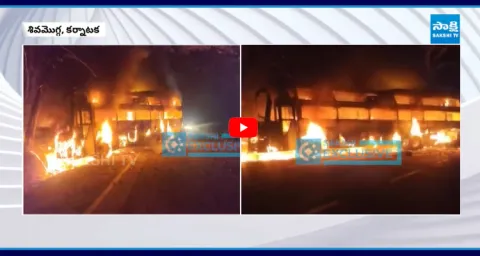 Private Travel Bus Catches Fire In Karnataka 1