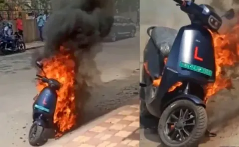 Fire suddenly erupted in electric scooter