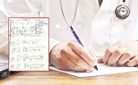 Doctors writing prescriptions with shit handwriting