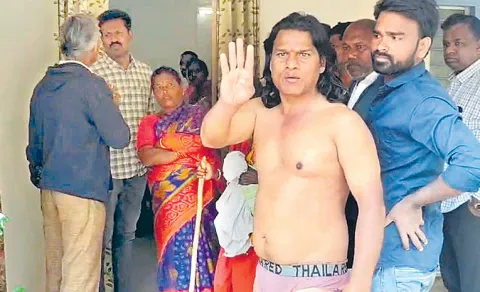 Farmer Stage Tahsildar Office Over Land Dispute in Vikarabad