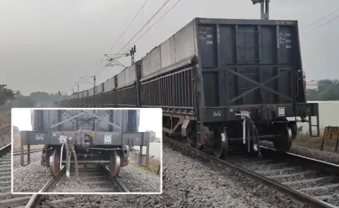 The engine detached from the goods train At Anantapur Rayadurg