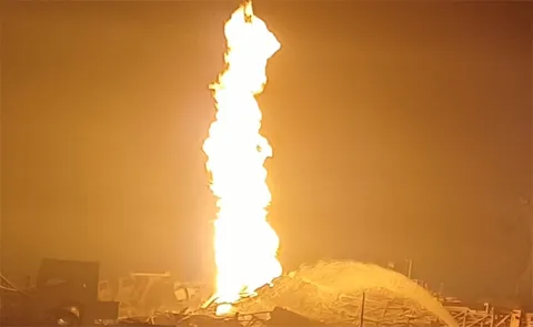 Flames have flared up again at the ONGC well in Konaseema