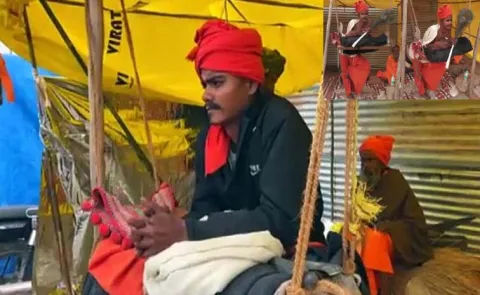 Young Sadhu Claiming To Be Standing For 7 Years At Magh Mela15