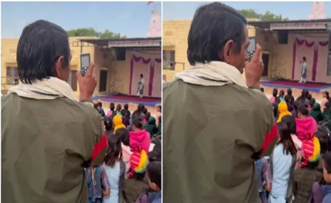 Man films daughters Republic day school performance on basic keypad phone