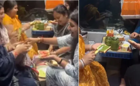 Video of family making sandwiches inside train divides internet