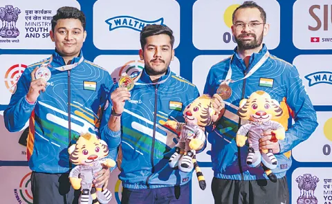 India clean sweeps 50m rifle three positions event2