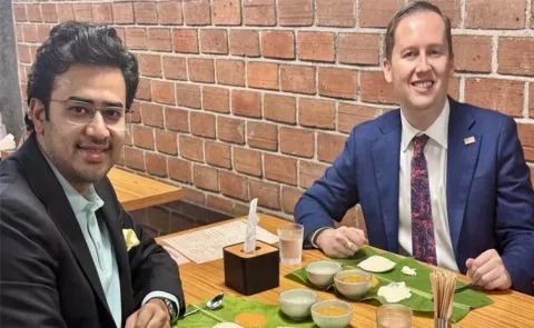 US envoy Sergio Gor enjoys dosa with Tejasvi Surya Goes Viral 