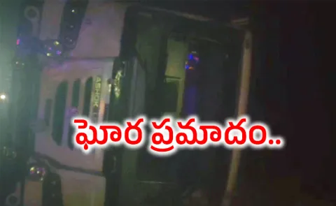 Rtc Bus Overturns In Jogulamba Gadwal District