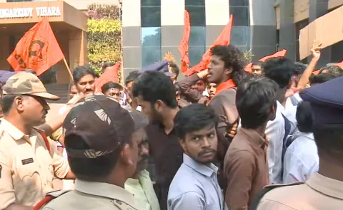Sfi Vs Abvp: Tension At Andhra University