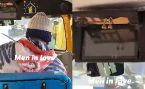 Bengaluru auto rickshaw driver hangs wifes earrings inside auto Goes Viral13