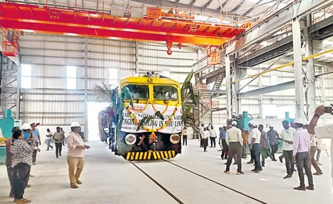Trial run at the railway coach factory