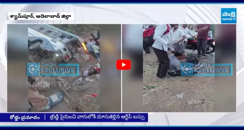 RTC Bus Falls Off Bridge In Adilabad District 1