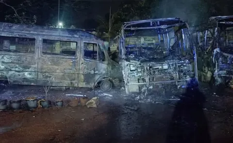 Three buses gutted in fire at Thiruvananthapuram school12