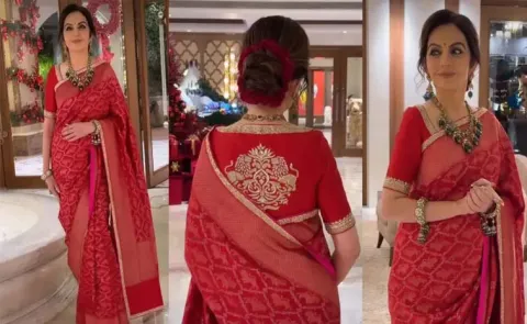 Fashion Tips: Nita Ambanis Red Banarasi Saree Features A Symbolic 