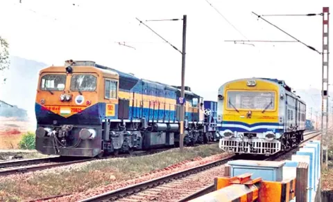 Two Special Trains Seen Side by Side at Dumbriguda Railway Gate