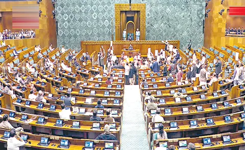 Lok Sabha adjourned for the day amid opposition uproar on various issues