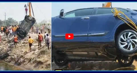 Car Falls In Sagar Canal At Mukundapuram Nalgonda 1