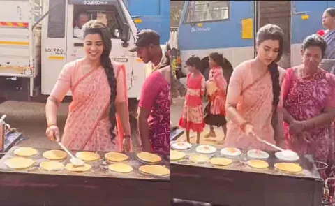 Aishwarya Rajesh Prepares Dosa in Sets, Shares Video4