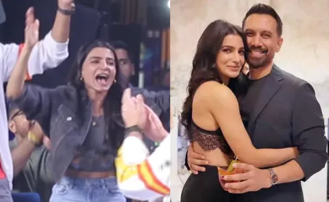 Tollywood actress Samantha celebrating Her Team win at Pickle Ball Event