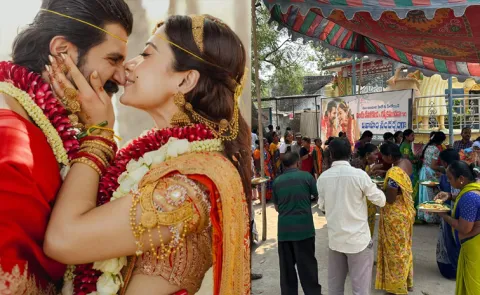 vijay rahmika fans conducted annadanam at temple after wedding