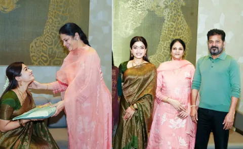 Rashmika Invites CM Revanth Reddy Family Her Wedding Reception5