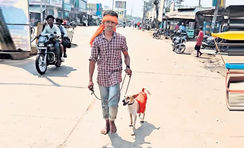 Man Takes Pet Dog On Padayayatra To Srisailam