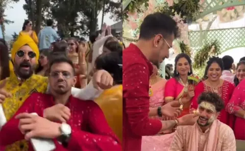 Yuzvendra Chahal Lights Up Kuldeep Yadav's Haldi Ceremony