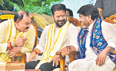Revanth Reddy at the Sri Parabhava Nama Samvatsara Ugadi celebrations