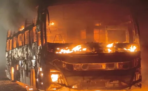 Vizianagaram: Flames Erupted After The Bus Wheel Burst