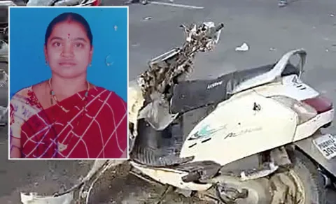 Married Woman Ends Life Road Accident In Palnadu District