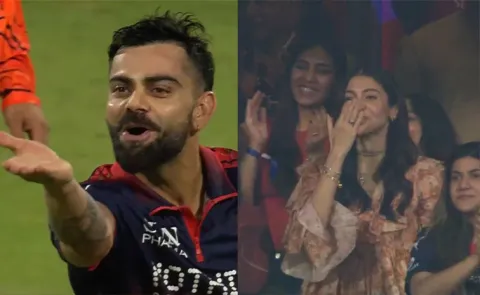 Virat Kohli Flying Kiss To Anushka Sharma After Match Won Vs SRH2